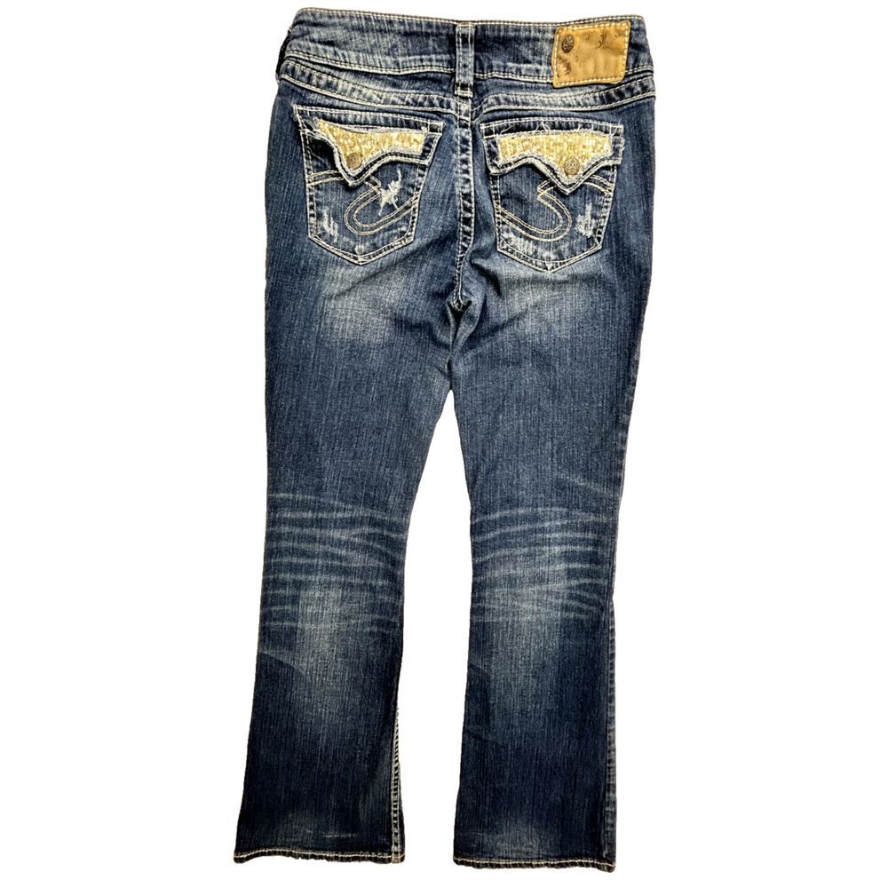 Silver Suki Surplus Bootcut Sequin Distressed Denim‎ Jeans Women 28x34